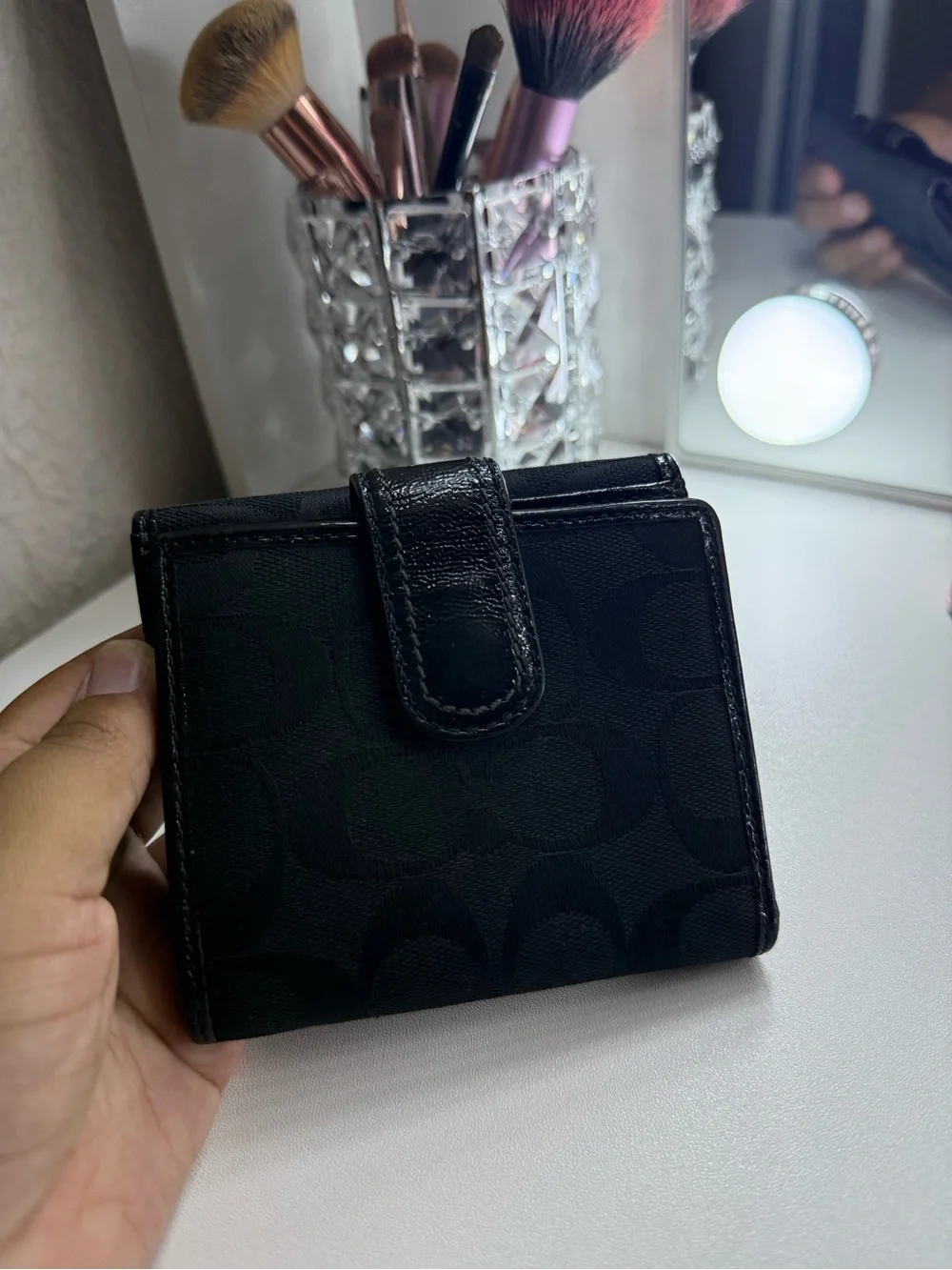 Coach Black Compact Fold Wallet